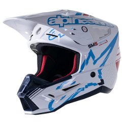S-M5 Action Helmet White Cyan Dark Blue Glossy